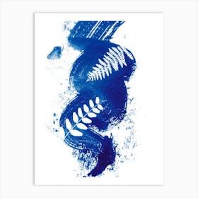 Abstract Blue Plant Twirl Art Print