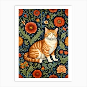 William Morris Cat In Flowers 4 Art Print