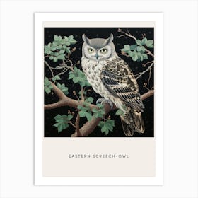 Ohara Koson Inspired Bird Painting Eastern Screech Owl 3 Poster Art Print