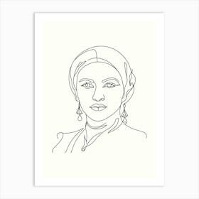 Portrait Of A Woman Hand Drawing Line Art 8 Art Print