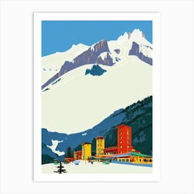 Selva Val Gardena, Italy Midcentury Vintage Skiing Poster Art Print