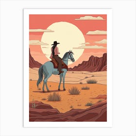 Cowgirl Riding A Horse In The Desert 9 Art Print