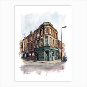 Barking London Borough   Street Watercolour 2 Art Print