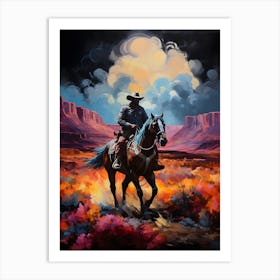 Cowboy On Horseback Art Print