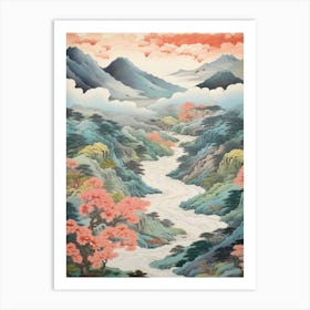 Iya Valley In Tokushima, Ukiyo E Drawing 2 Art Print