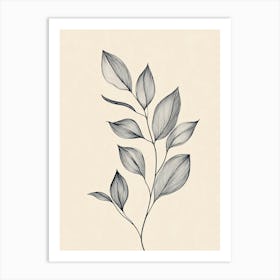 Leaf In Black And White Art Print