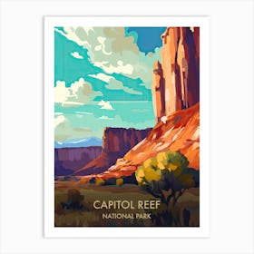 Capitol Reef National Park Travel Poster Illustration Style 2 Art Print