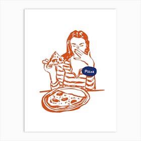 Girl Eating Pizza Art Print