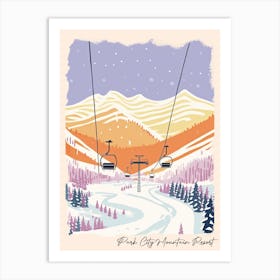 Poster Of Park City Mountain Resort   Utah, Usa, Ski Resort Pastel Colours Illustration 1 Art Print