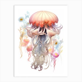 Upside Down Jellyfish Pencil Drawing 2 Art Print