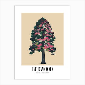 Redwood Tree Colourful Illustration 1 Poster Art Print