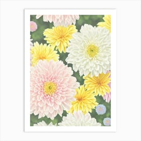 Chrysanthemums Pastel Floral 2 Flower Art Print
