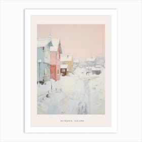 Dreamy Winter Painting Poster Reykjavik Iceland 1 Art Print