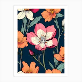 Seamless Pattern With Flowers Art Print