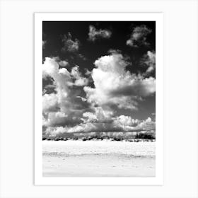 Black And White Clouds over Beach Art Print