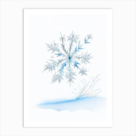 Frost, Snowflakes, Pencil Illustration 2 Art Print