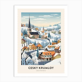 Vintage Winter Travel Poster Cesky Krumloy Czechia 3 Art Print