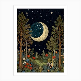 Moon In The Forest Style William Morris 1 Art Print 1 Art Print