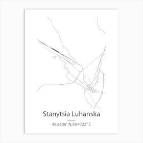 Stanytsia Luhanska,Ukraine Minimalist Map Affiche