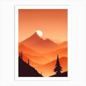 Misty Mountains Vertical Composition In Orange Tone 347 Art Print