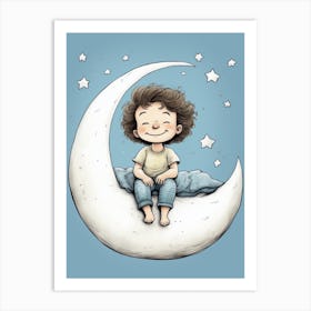 Little Boy On The Moon Art Print