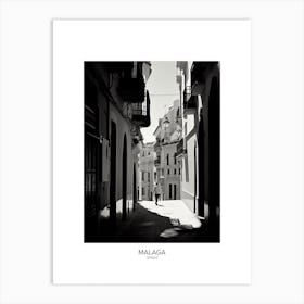 Poster Of Malaga, Spain, Black And White Analogue Photography 2 Art Print