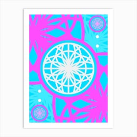 Geometric Glyph in White and Bubblegum Pink and Candy Blue n.0059 Art Print
