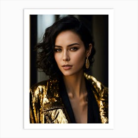 Woman In A Gold Jacket Art Print