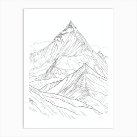 Gasherbrum Pakistan China Line Drawing 4 Art Print
