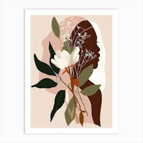 Portrait Of A Woman With Flowers 15 Art Print