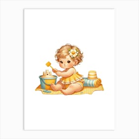 Little Girl Playing In The Sand Art Print