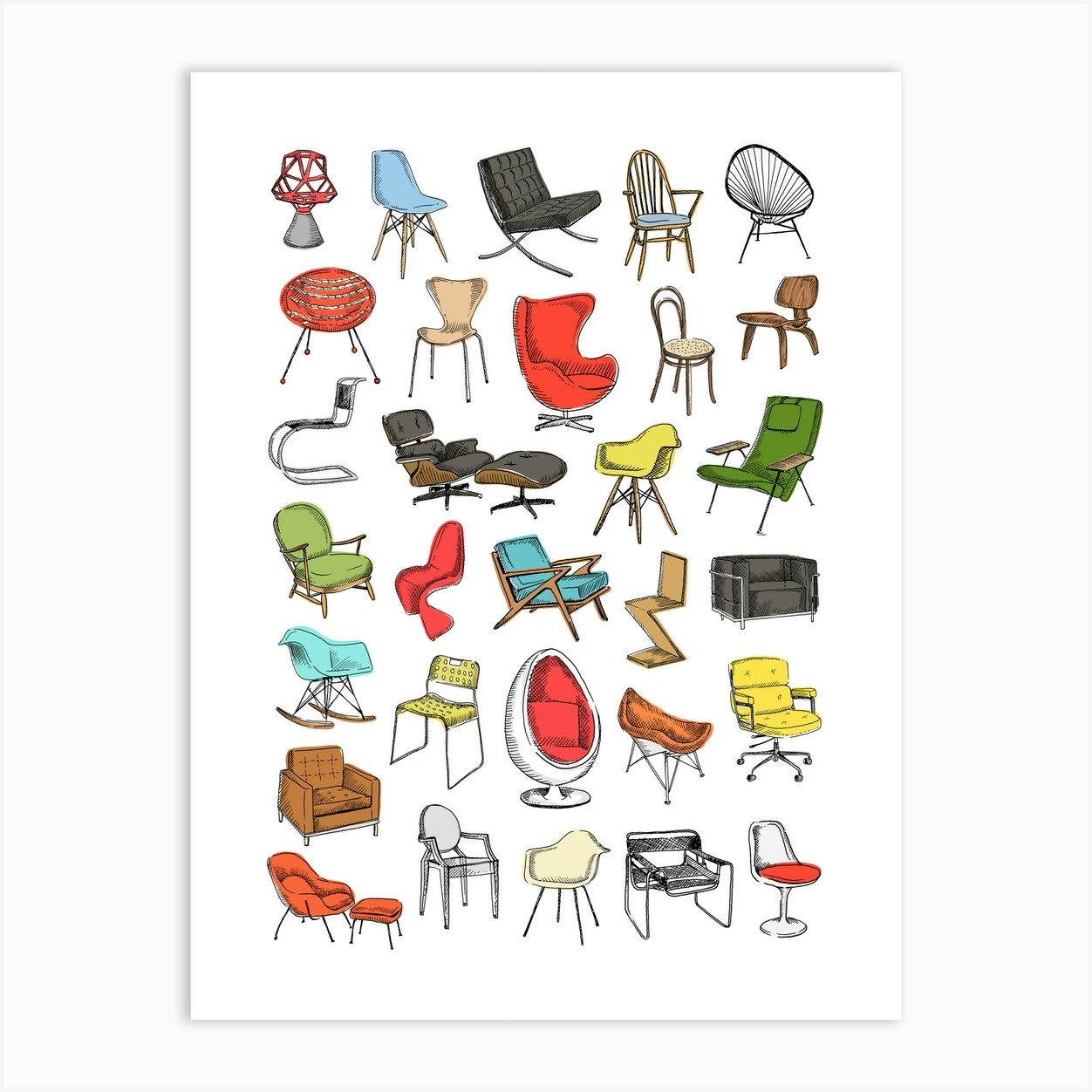 iconic chairs art print