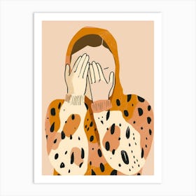 Illustration Of A Woman Covering Her Face Art Print