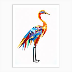 Colourful Geometric Bird Crane 3 Art Print