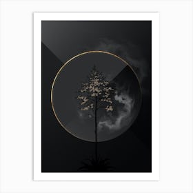 Shadowy Vintage Giant Cabuya Botanical in Black and Gold 1 Art Print