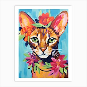 Abyssinian Cat With A Flower Crown Painting Matisse Style 4 Art Print