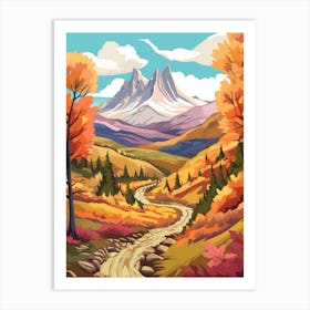 Torres Del Paine Circuit Chile 1 Hike Illustration Art Print