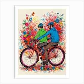 Two Men On Bikes Art Print