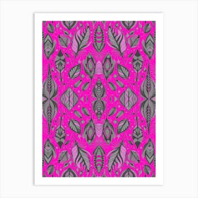 Neon Vibe Abstract Peacock Feathers Black And Hot Pink 1 Art Print