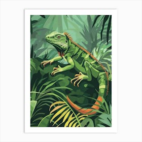 Green Galápagos Land Iguana Abstract Modern Illustration 1 Art Print