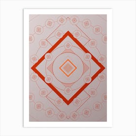 Geometric Abstract Glyph Circle Array in Tomato Red n.0023 Art Print
