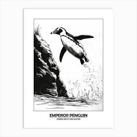 Penguin Diving Into The Water Poster 5 Art Print