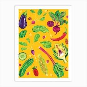 Spring Vegetables Orange Art Print