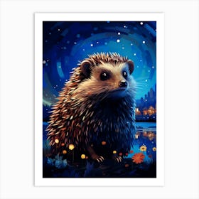 Hedgehog At Night Art Print