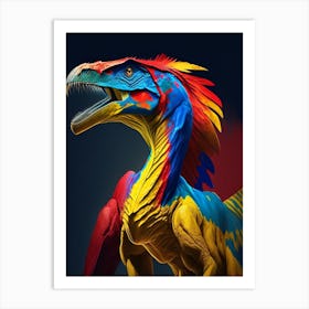 Sinraptor Primary Colours Dinosaur Art Print
