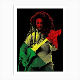 Bob Marley Line Illustration Color v3 Art Print