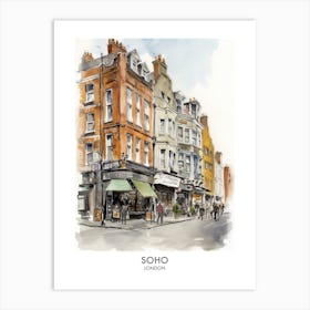 Soho 4 Watercolour Travel Poster Art Print