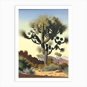 Herbert S Joshua Tree Vintage Botanical Line Drawing  (8) Art Print