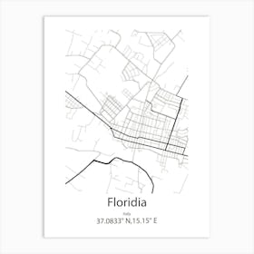 Floridia,Italy Minimalist Map Art Print