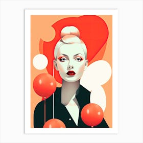 Woman With Balloons, decor Art Print